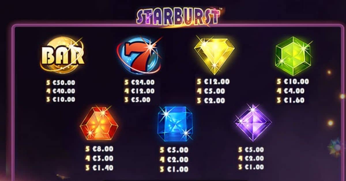 Pokerdom-дағы Starburst слотында үлкен ұтысы бар үш кеңейтілген Wild-символ