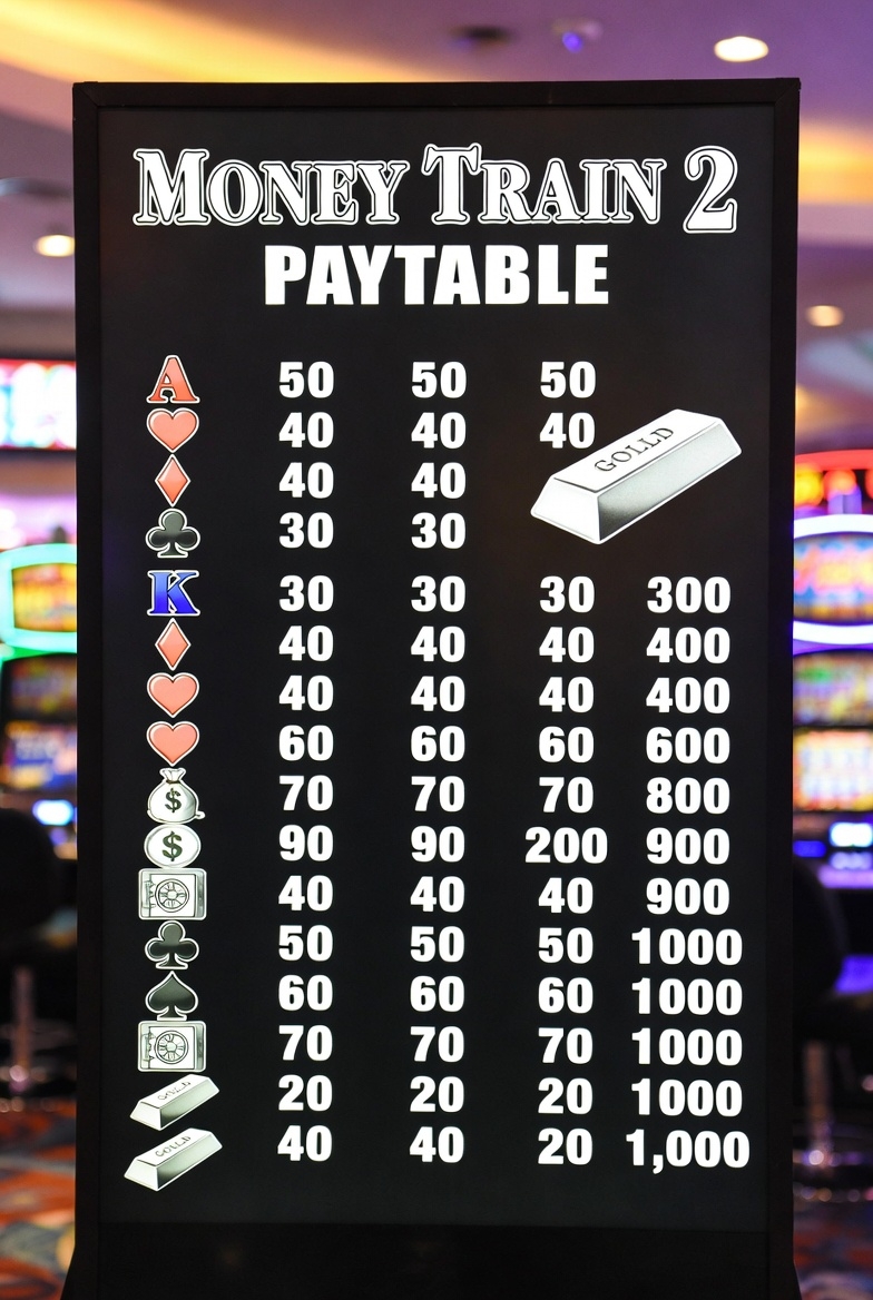 Money Train 2 Symbol Payout Table